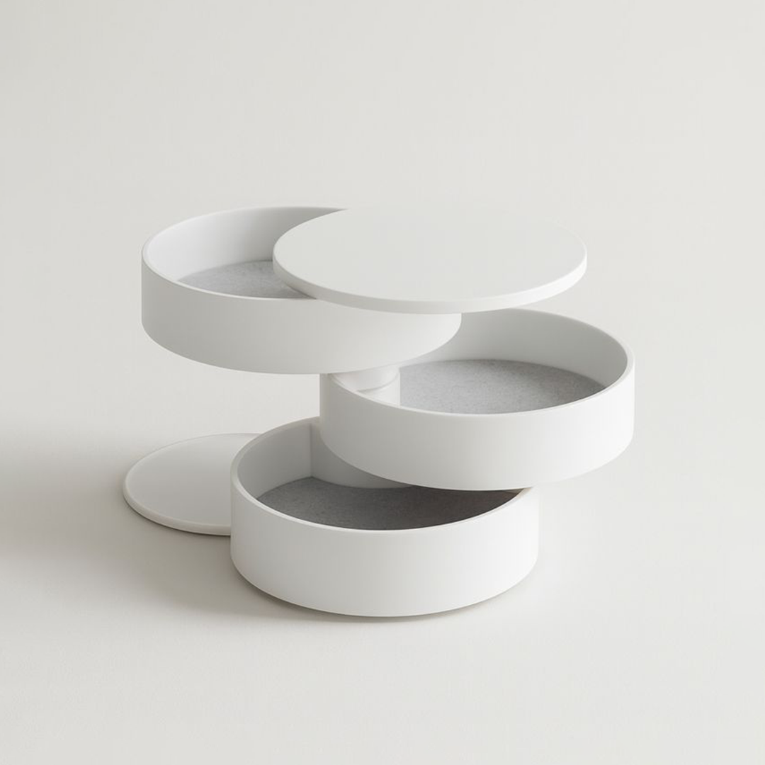 Multi-Layer Velvet Lined Rotating Jewelry Organizer Box for Earrings Necklaces Rings Desktop Anti-Dust Makeup Holder Storage