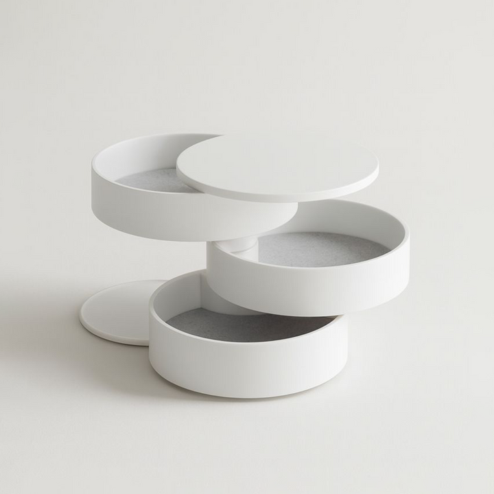 Multi-Layer Velvet Lined Rotating Jewelry Organizer Box for Earrings Necklaces Rings Desktop Anti-Dust Makeup Holder Storage