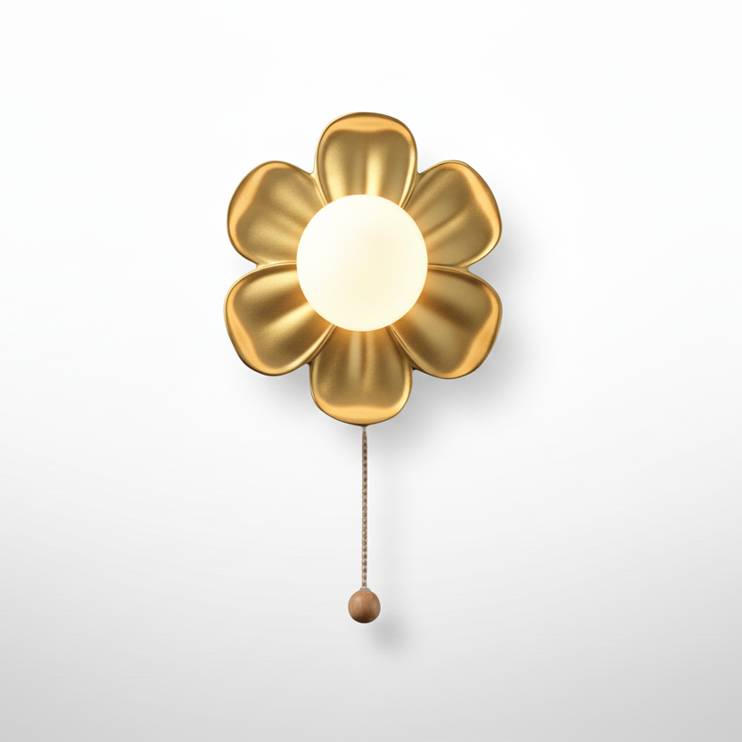 Petal Flower Wall Lamps for Children's Room Princess Bedroom Girl's Bedside Light Romantic LED Glass Flower Design Nursery Lighting