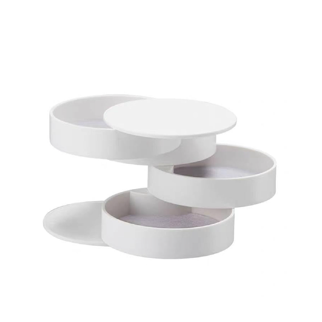 Multi-Layer Velvet Lined Rotating Jewelry Organizer Box for Earrings Necklaces Rings Desktop Anti-Dust Makeup Holder Storage