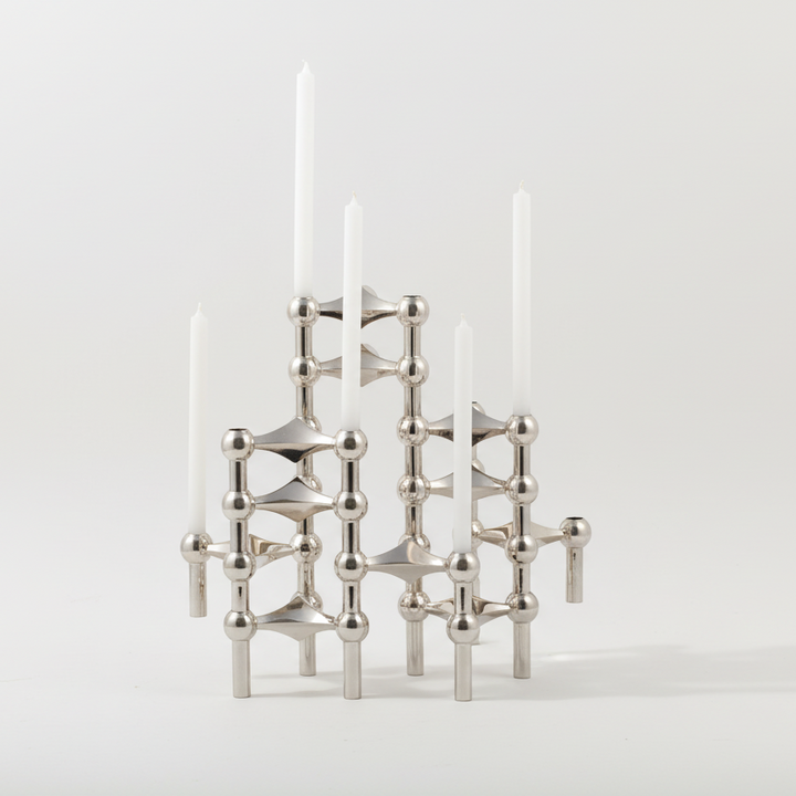 Nordic Silver Metal Molecular Structure Candle Holder Modern Style Stainless Steel Candelabra Living Room Centerpiece Decoration Gift