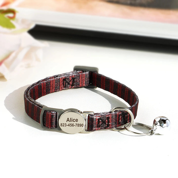 Personalized Cat Collar – Adjustable with Bell & Engraved ID Tag