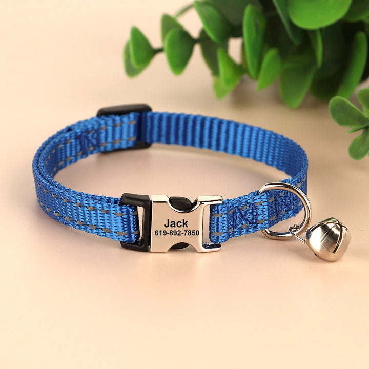 Personalized Cat Collar – Adjustable with Bell & Engraved ID Tag
