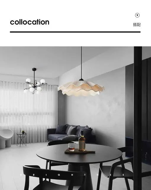 Arwen LED Wave Pendant Lamp White round Modern Nordic Design for Dining Room Study Bedroom Simple Artistic Wabi Sabi Style