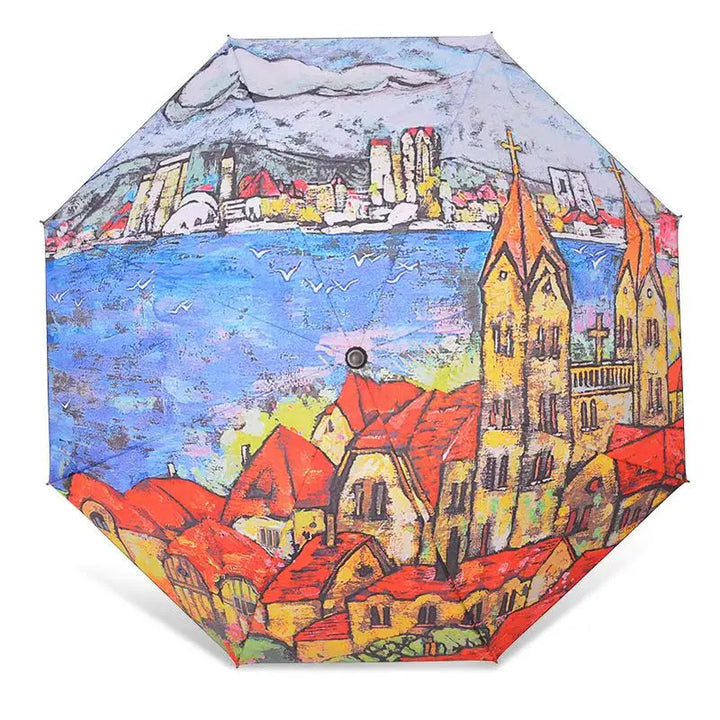 Blue Sky Umbrella – Anti-UV Folding Parasol with Cloud Print for Men & Women