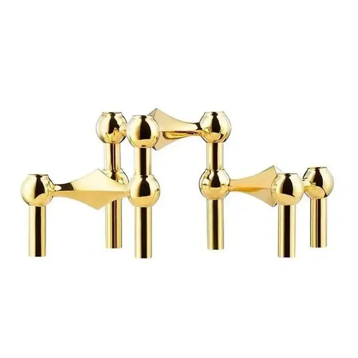 Nordic Silver Metal Molecular Structure Candle Holder Modern Style Stainless Steel Candelabra Living Room Centerpiece Decoration Gift