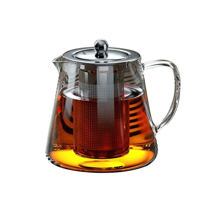 Heat Resistant Glass Teapot 401-500ml with Stainless Steel Tea Strainer Infuser Kung Fu Tea Set for Puer Oolong Flower Kettle