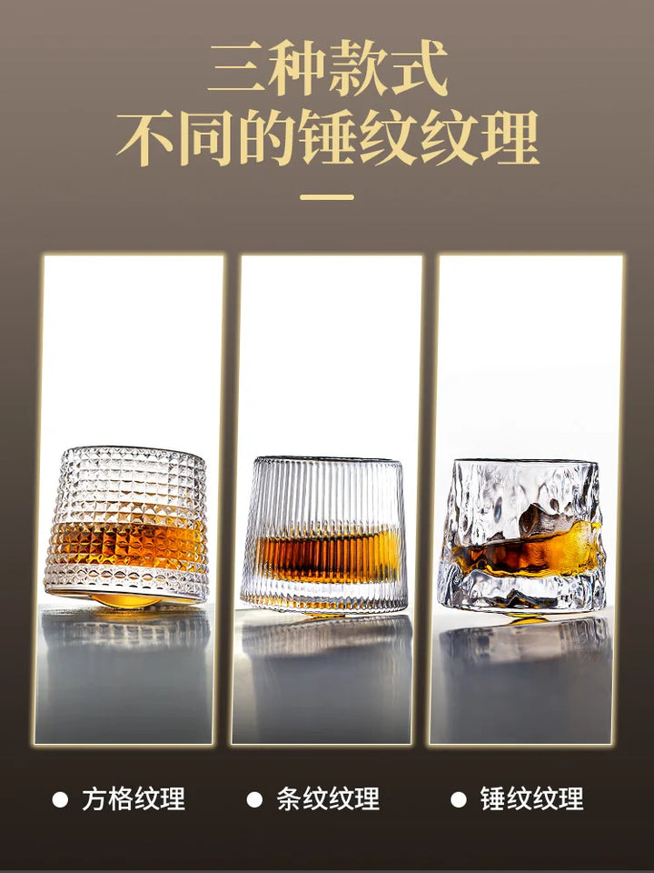 Thickened rotating crystal glass wine glass ins wind Nordic whisky glass creative personality foreign wine tumbler cup
