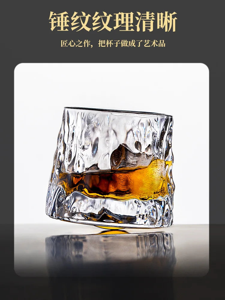 Thickened rotating crystal glass wine glass ins wind Nordic whisky glass creative personality foreign wine tumbler cup