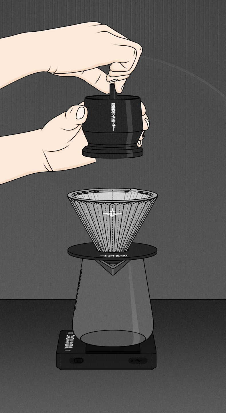 MHW-3BOMBER Espresso Dosing Cup with Stirrer