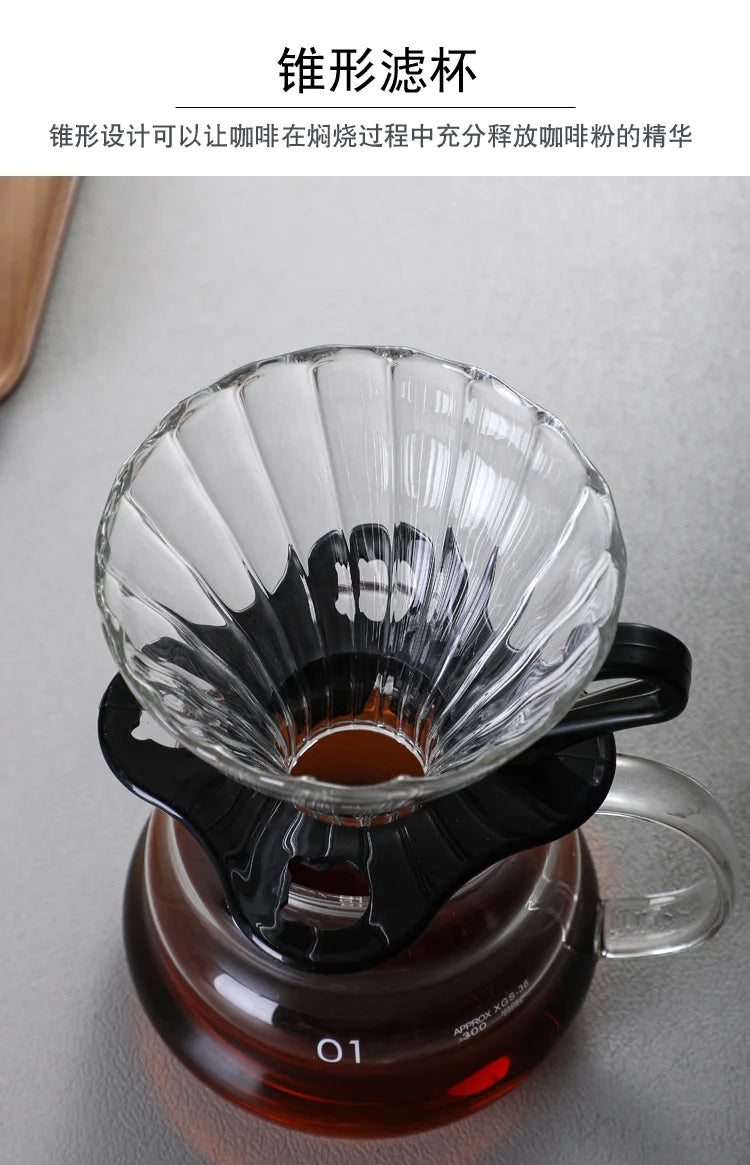 Heat Resistant Clear Glass Coffee Pot 360/600/800ml with Lid Pour over Espresso Maker Sharing Kettle Espresso Maker Accessories