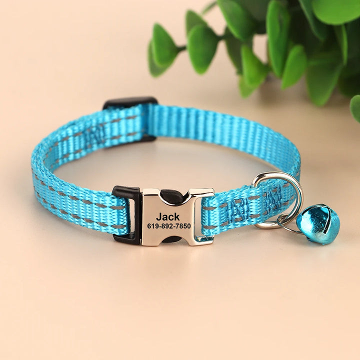 Personalized Cat Collar – Adjustable with Bell & Engraved ID Tag