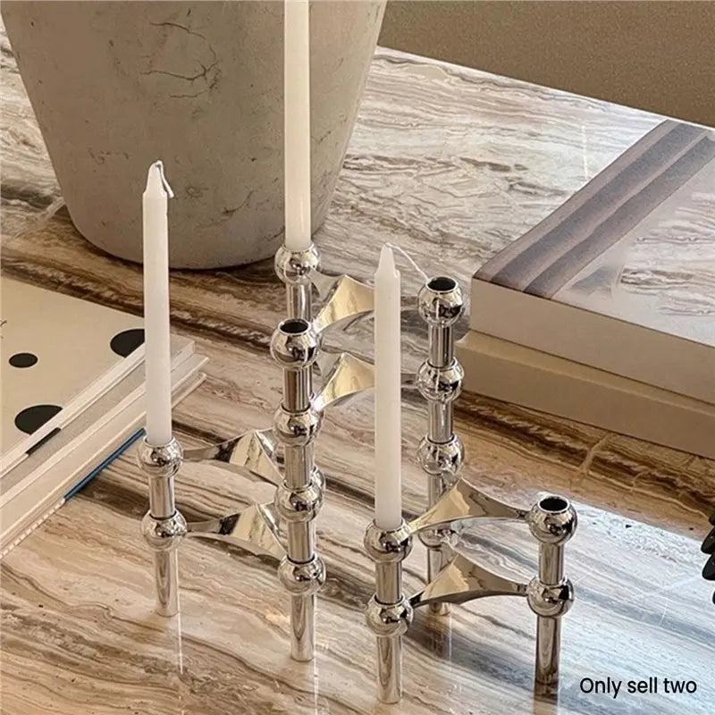 Nordic silver metal candle holder
