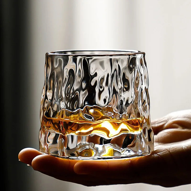 Thickened rotating crystal glass wine glass ins wind Nordic whisky glass creative personality foreign wine tumbler cup