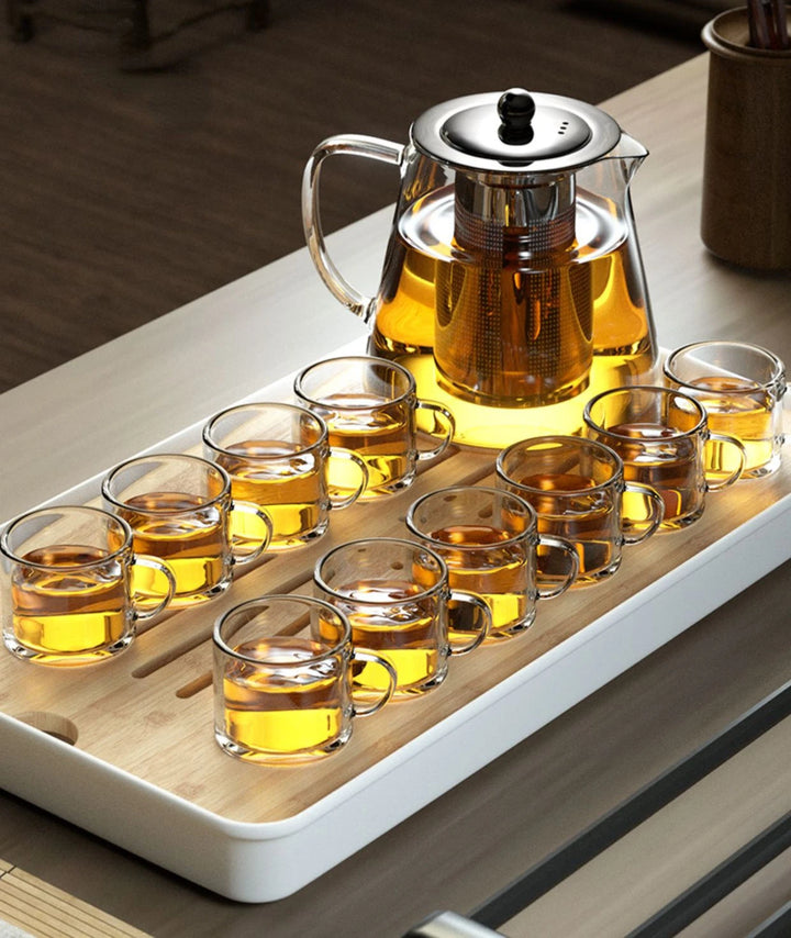 Heat Resistant Glass Teapot 401-500ml with Stainless Steel Tea Strainer Infuser Kung Fu Tea Set for Puer Oolong Flower Kettle