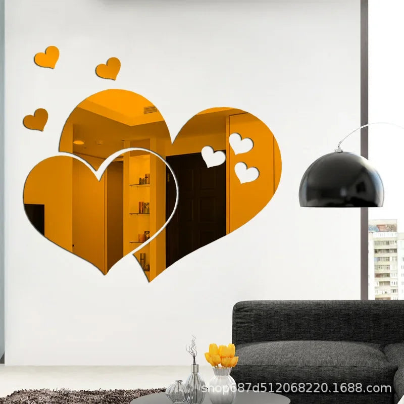 Acrylic Heart Wall Stickers – Self-Adhesive LOVE Decals for Wedding & Home Decor