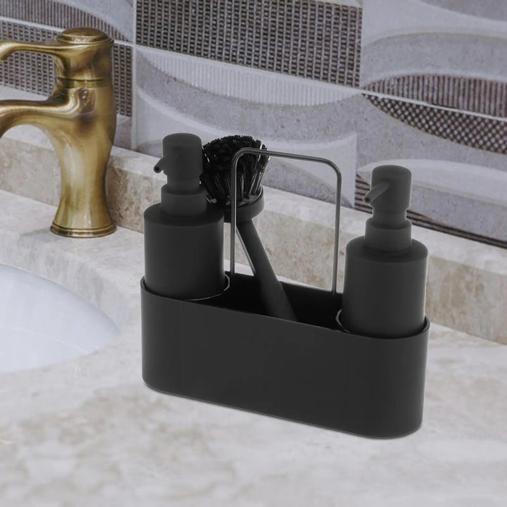 3-in-1 Kitchen Soap Dispenser with Sponge Holder And Brush - Liquid Hand Soap Dispenser for Home Countertop Hotel - ABS Material