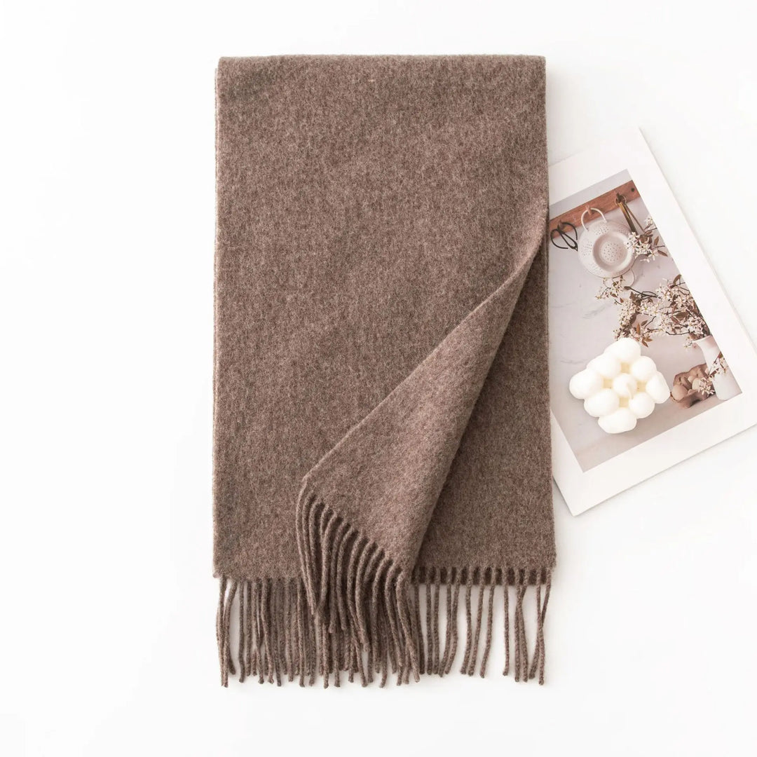Ladies 100% Pure Wool Scarf Versatile Simple Design Warm Solid Color Shawl for Autumn Winter Commute
