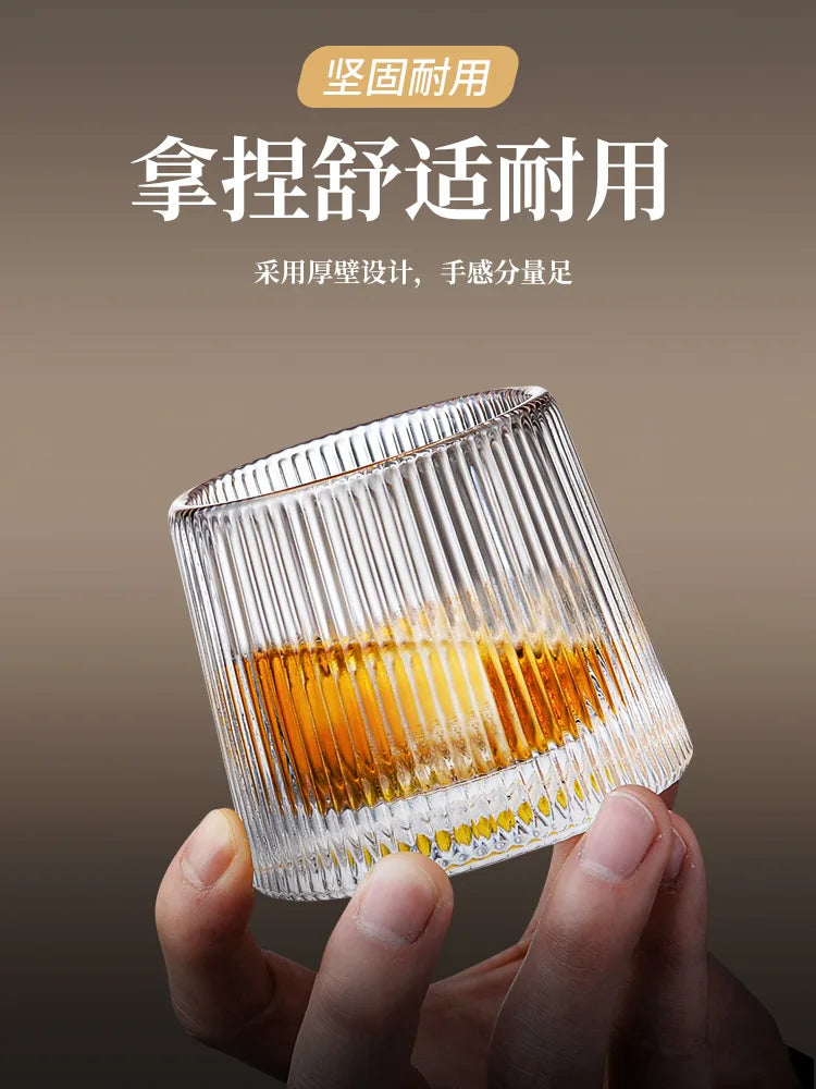 Thickened rotating crystal glass wine glass ins wind Nordic whisky glass creative personality foreign wine tumbler cup