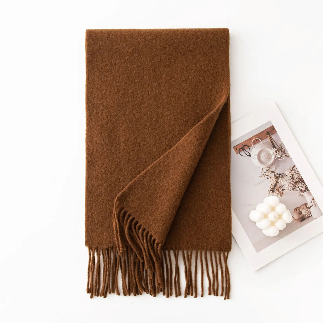 Ladies 100% Pure Wool Scarf Versatile Simple Design Warm Solid Color Shawl for Autumn Winter Commute