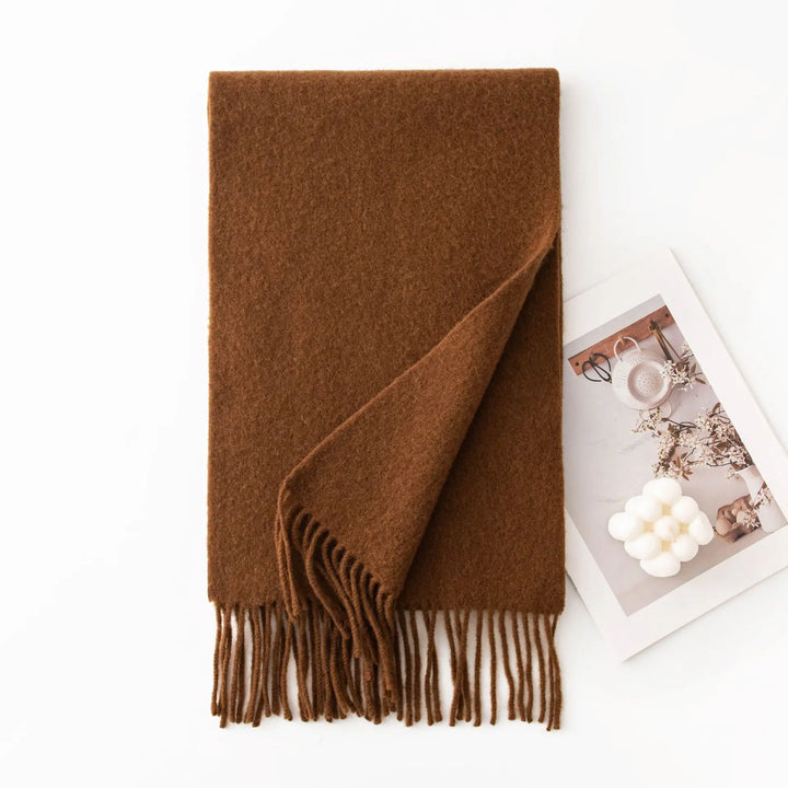 Ladies 100% Pure Wool Scarf Versatile Simple Design Warm Solid Color Shawl for Autumn Winter Commute