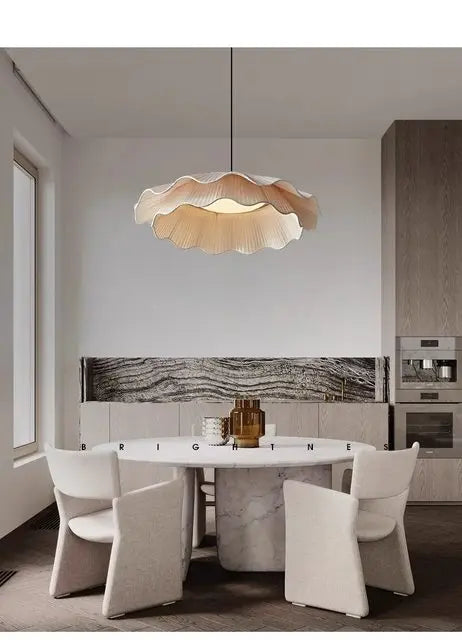Arwen LED Wave Pendant Lamp White round Modern Nordic Design for Dining Room Study Bedroom Simple Artistic Wabi Sabi Style