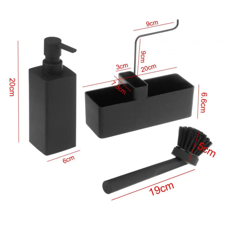 3-in-1 Kitchen Soap Dispenser with Sponge Holder And Brush - Liquid Hand Soap Dispenser for Home Countertop Hotel - ABS Material