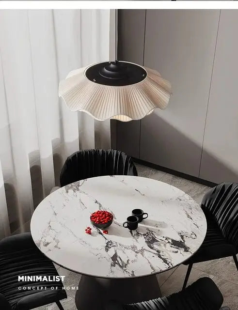 Arwen LED Wave Pendant Lamp White round Modern Nordic Design for Dining Room Study Bedroom Simple Artistic Wabi Sabi Style
