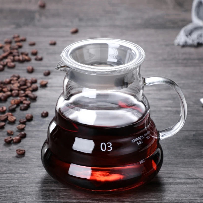 Heat Resistant Clear Glass Coffee Pot 360/600/800ml with Lid Pour over Espresso Maker Sharing Kettle Espresso Maker Accessories