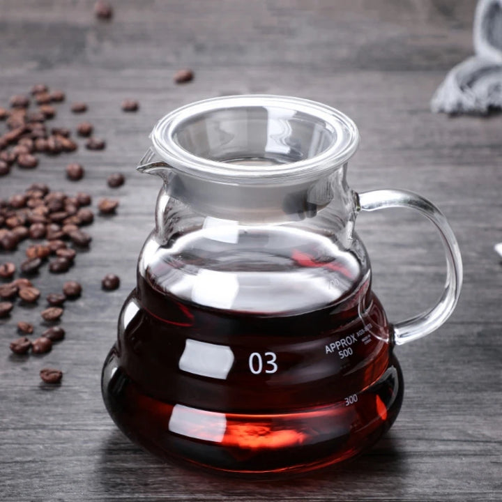 Heat Resistant Clear Glass Coffee Pot 360/600/800ml with Lid Pour over Espresso Maker Sharing Kettle Espresso Maker Accessories
