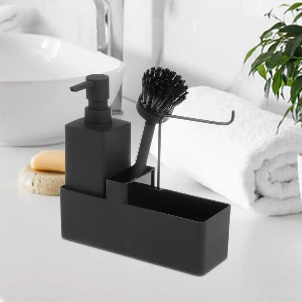 3-in-1 Kitchen Soap Dispenser with Sponge Holder And Brush - Liquid Hand Soap Dispenser for Home Countertop Hotel - ABS Material