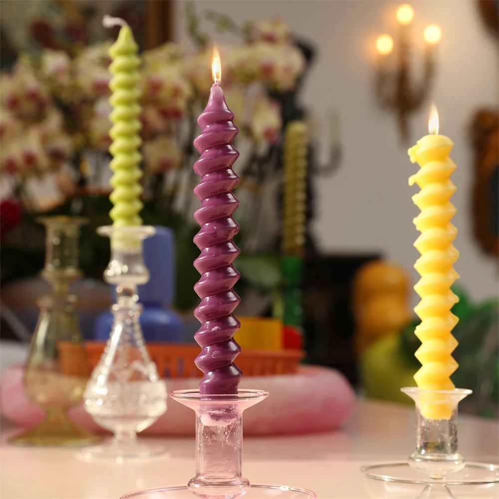 Twisted Spiral Taper Candle Mold Silicone Non-Stick Flexible DIY Aromatic Handmade Candle Making Supplies Room Decor