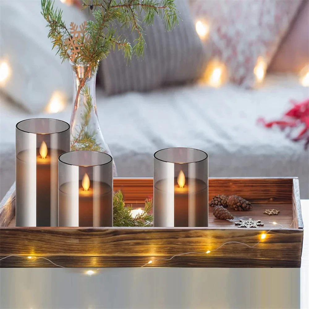 LED Acrylic Candle Set – Remote-Controlled Flameless Lights with Timer for Christmas & Weddings