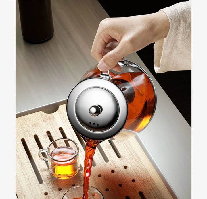 Heat Resistant Glass Teapot 401-500ml with Stainless Steel Tea Strainer Infuser Kung Fu Tea Set for Puer Oolong Flower Kettle