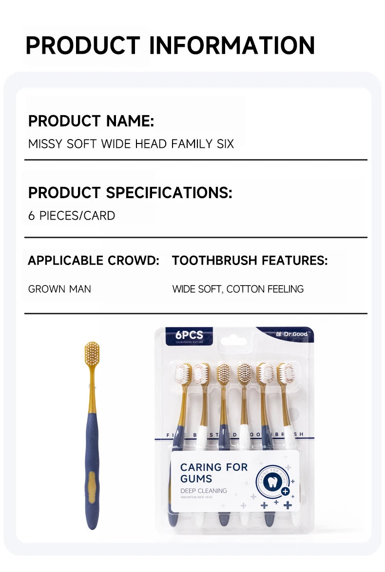 Soft Adult Toothbrush – Wide Head, Ultra-Fine Bristles for Gum Care & Travel