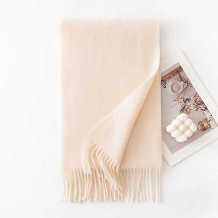 Ladies 100% Pure Wool Scarf Versatile Simple Design Warm Solid Color Shawl for Autumn Winter Commute