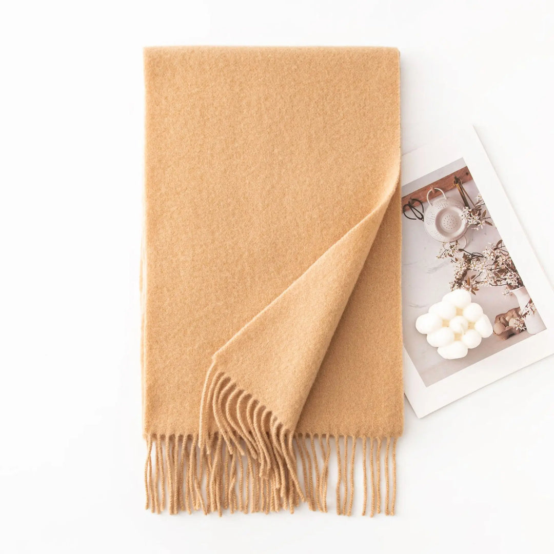 Ladies 100% Pure Wool Scarf Versatile Simple Design Warm Solid Color Shawl for Autumn Winter Commute