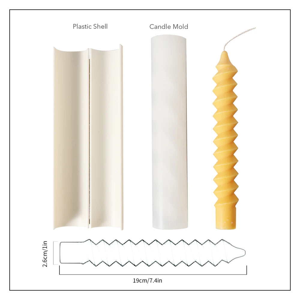 Twisted Spiral Taper Candle Mold Silicone Non-Stick Flexible DIY Aromatic Handmade Candle Making Supplies Room Decor