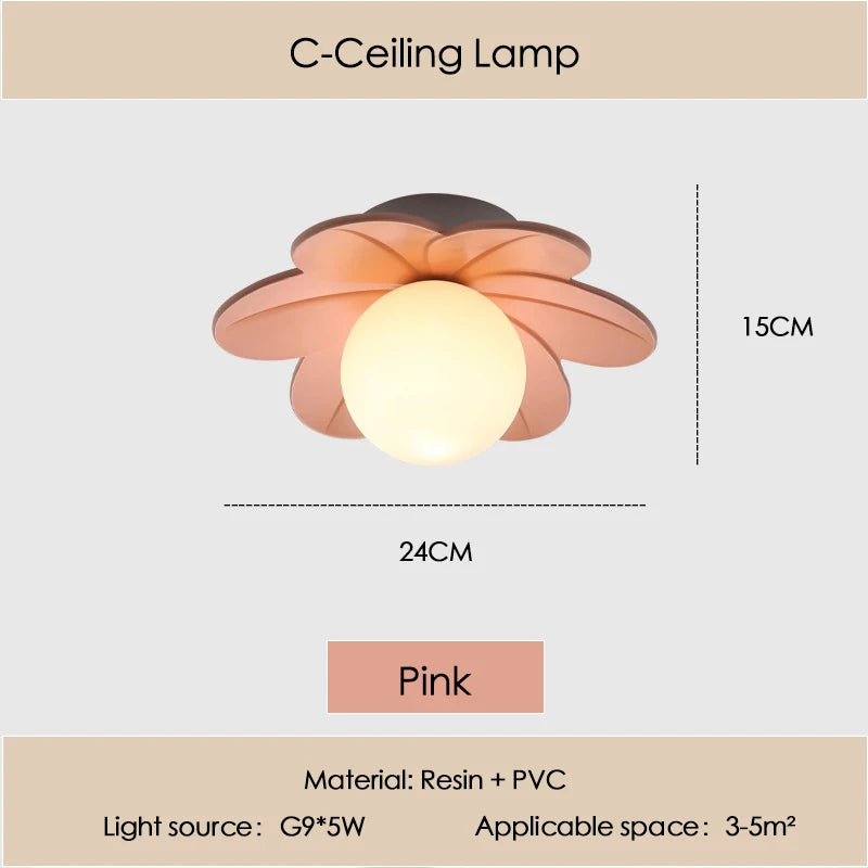 Petal Flower Wall Lamps for Children's Room Princess Bedroom Girl's Bedside Light Romantic LED Glass Flower Design Nursery Lighting