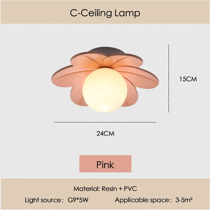 Petal Flower Wall Lamps for Children's Room Princess Bedroom Girl's Bedside Light Romantic LED Glass Flower Design Nursery Lighting