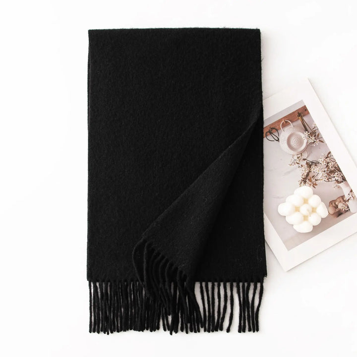 Ladies 100% Pure Wool Scarf Versatile Simple Design Warm Solid Color Shawl for Autumn Winter Commute