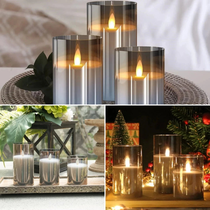 LED Acrylic Candle Set – Remote-Controlled Flameless Lights with Timer for Christmas & Weddings