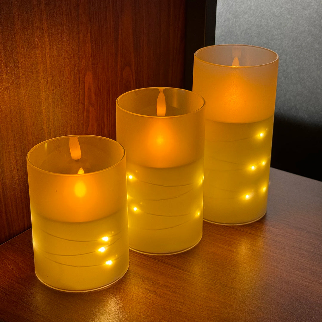 LED Acrylic Candle Set – Remote-Controlled Flameless Lights with Timer for Christmas & Weddings