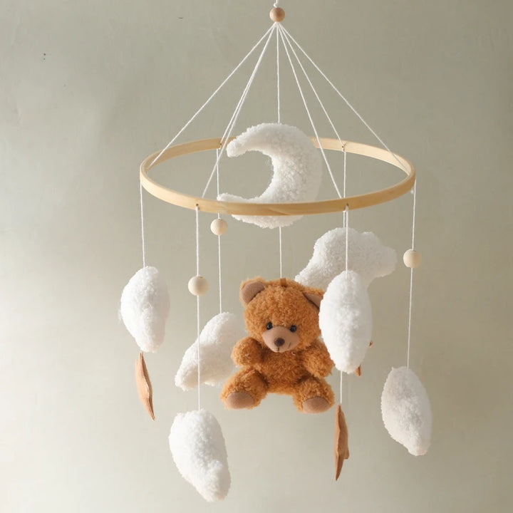 Cartoon Bear Crib Mobile – Soft Felt Music Bell for Newborns