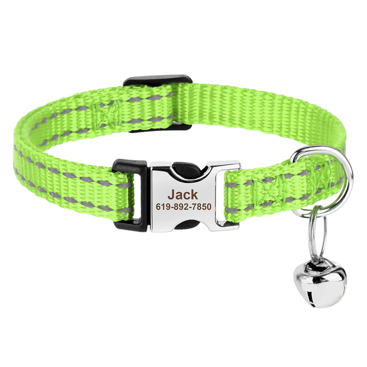Personalized Cat Collar – Adjustable with Bell & Engraved ID Tag