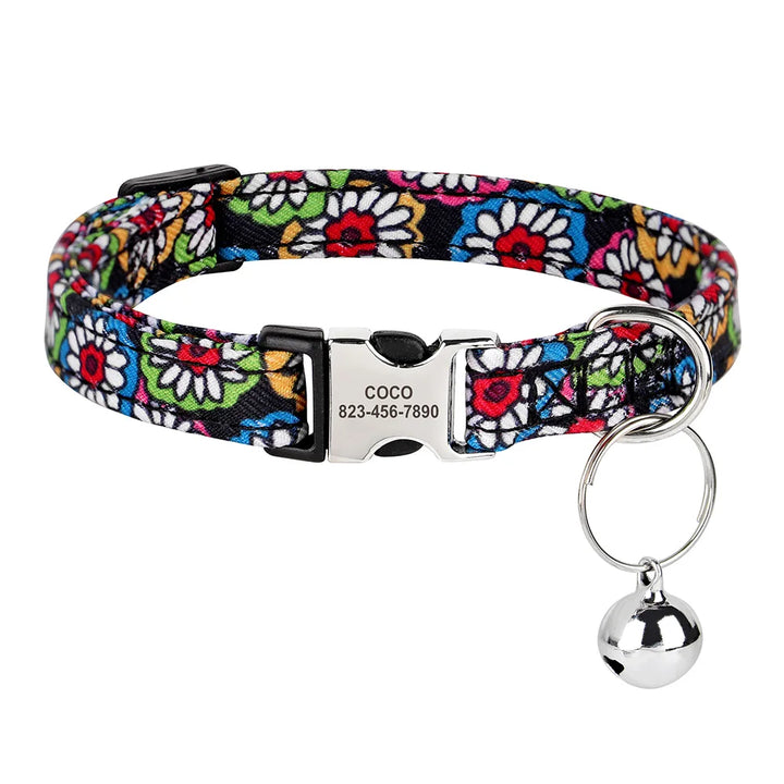 Personalized Cat Collar – Adjustable with Bell & Engraved ID Tag