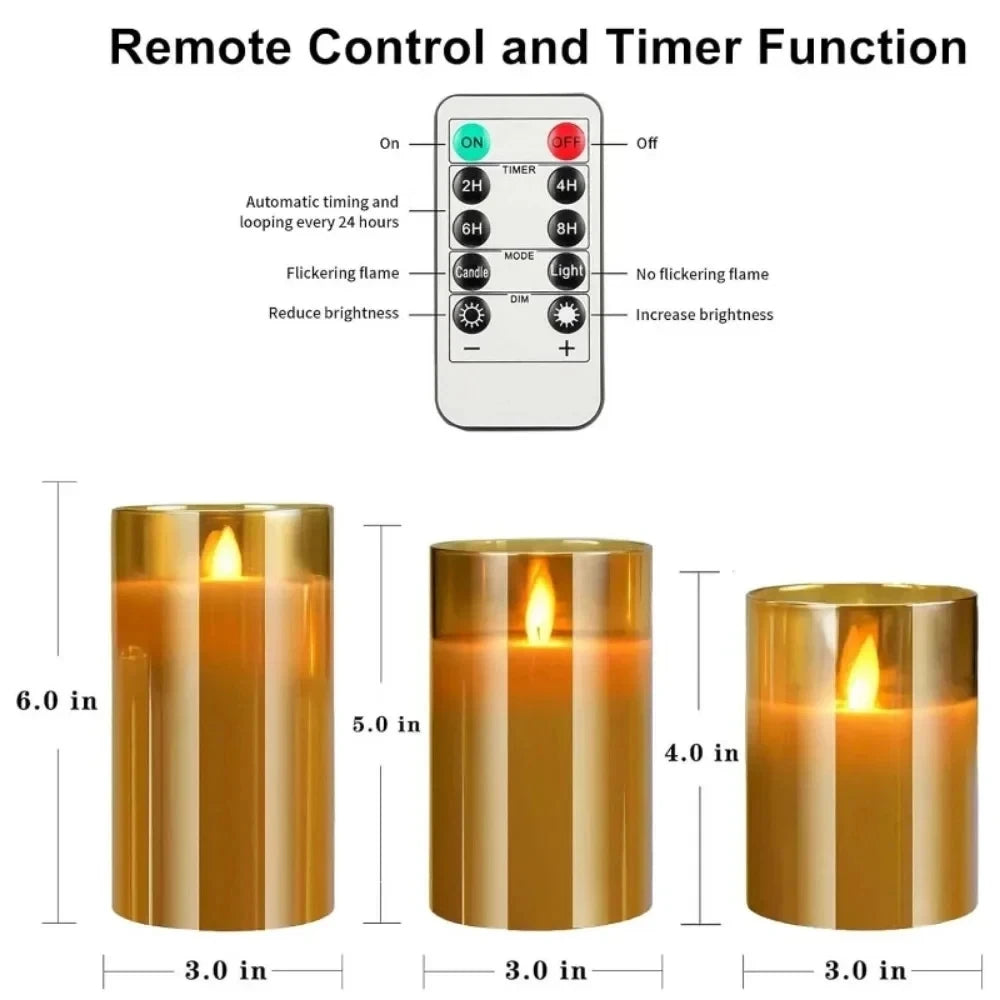 LED Acrylic Candle Set – Remote-Controlled Flameless Lights with Timer for Christmas & Weddings