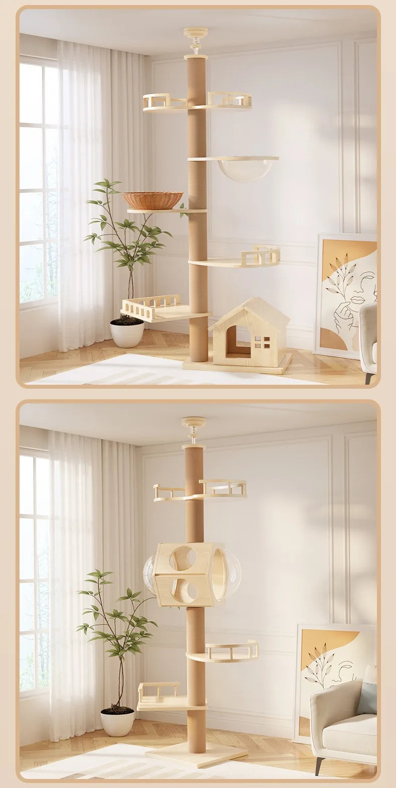 YXT Cat Tree – Floor-to-Ceiling Tower with Nest & Perch