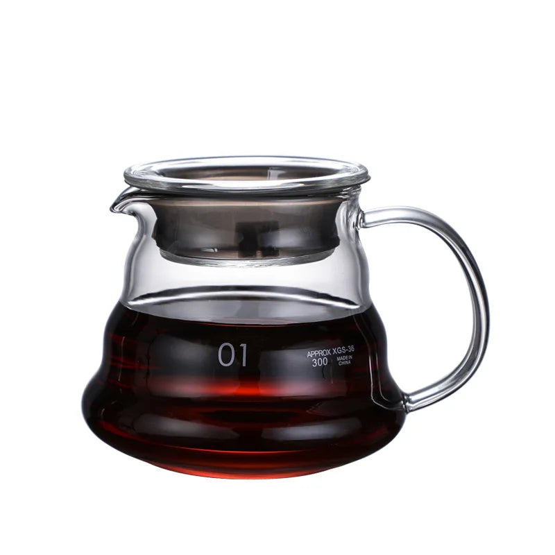 Heat Resistant Clear Glass Coffee Pot 360/600/800ml with Lid Pour over Espresso Maker Sharing Kettle Espresso Maker Accessories