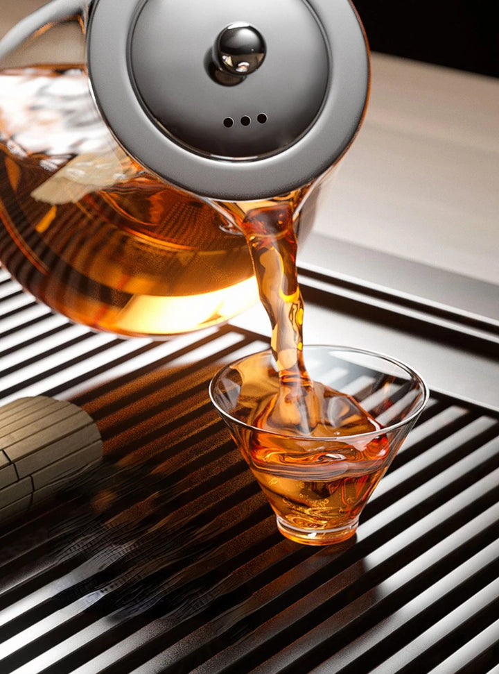 Heat Resistant Glass Teapot 401-500ml with Stainless Steel Tea Strainer Infuser Kung Fu Tea Set for Puer Oolong Flower Kettle